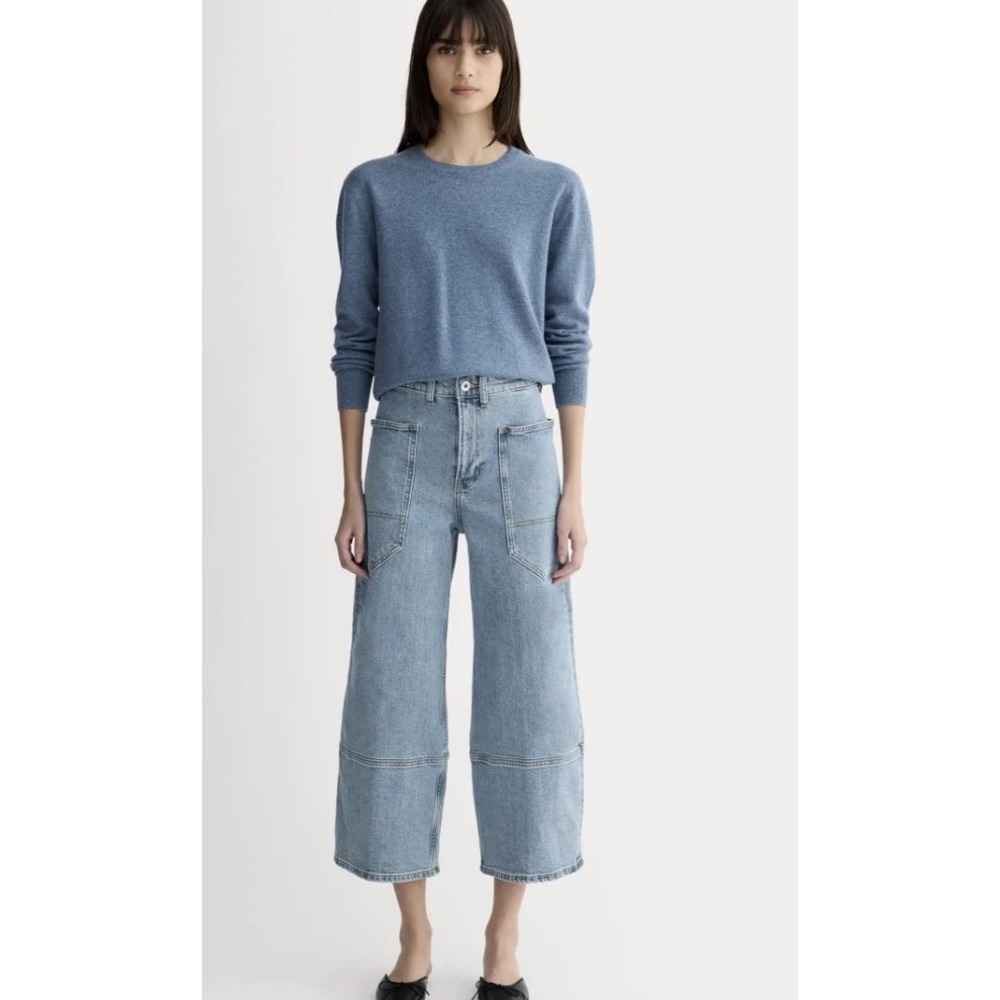 Everlane The Way-High Gardener Cropped Jean 25 Shallow Beach Light Wash Wide Leg